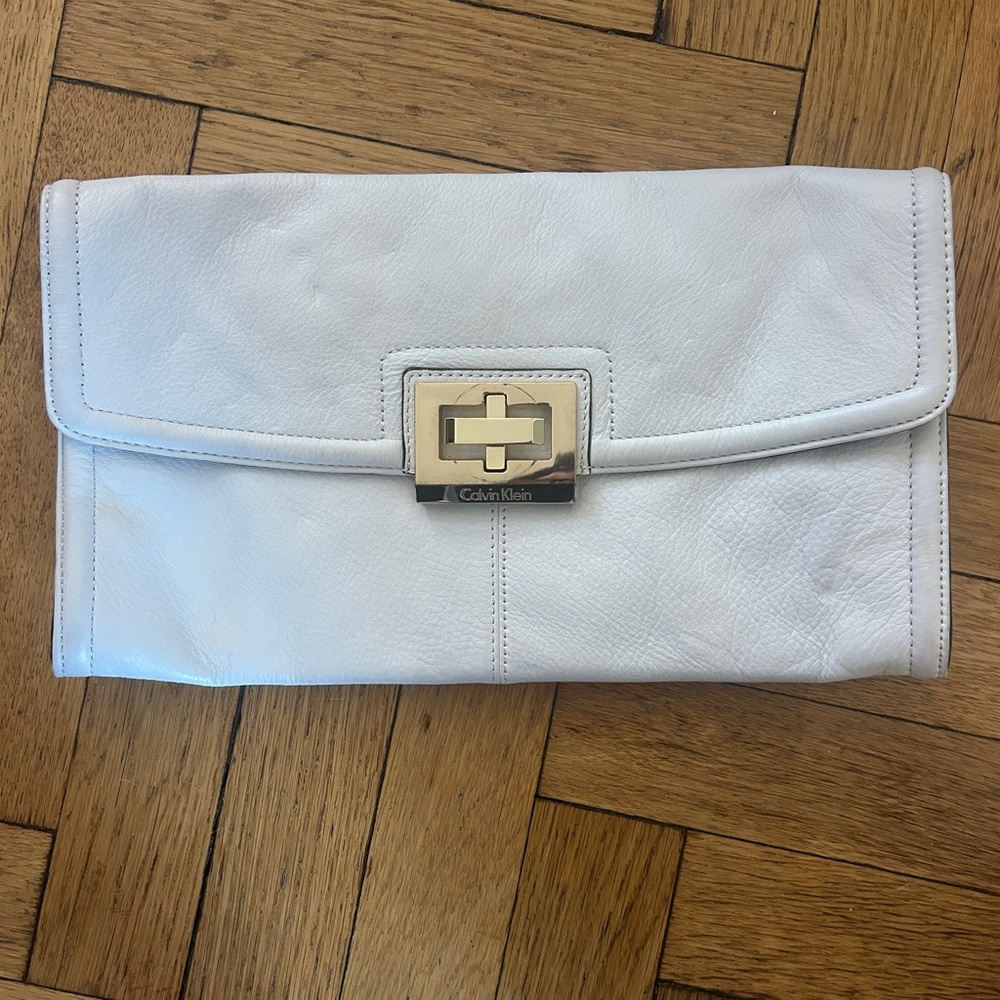 Calvin Klein White Leather Clutch - NWT